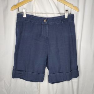 Theory Channing Linen Blend Bermuda Shorts Blue Size 4